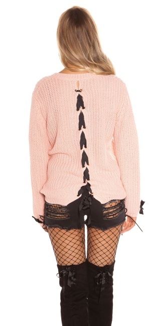 Trendy chunky knit jumper with lacing Rose